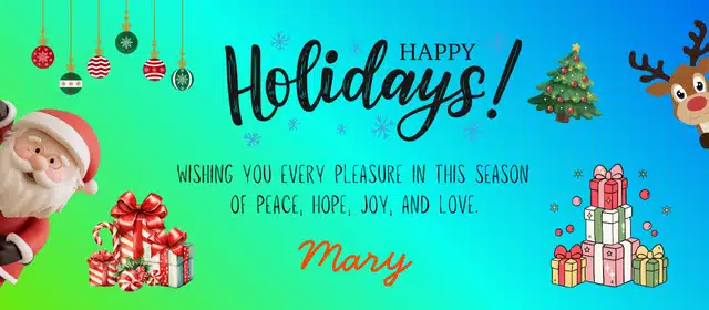 happy holiday banner for dec president corner